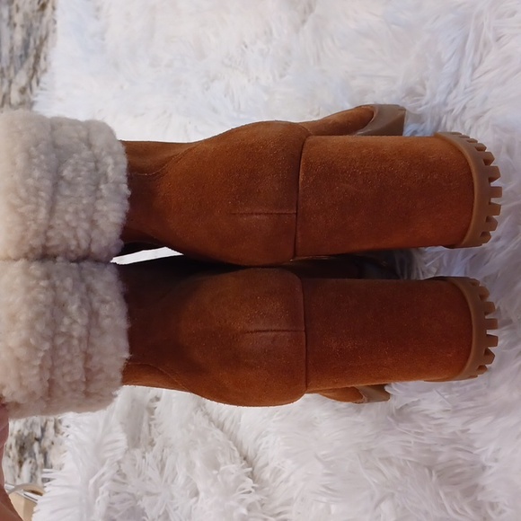 New w/o box Gianni Bini Sight-See Suede Shearling Hiker Platform Booties 9.5 NEW - Picture 11 of 13